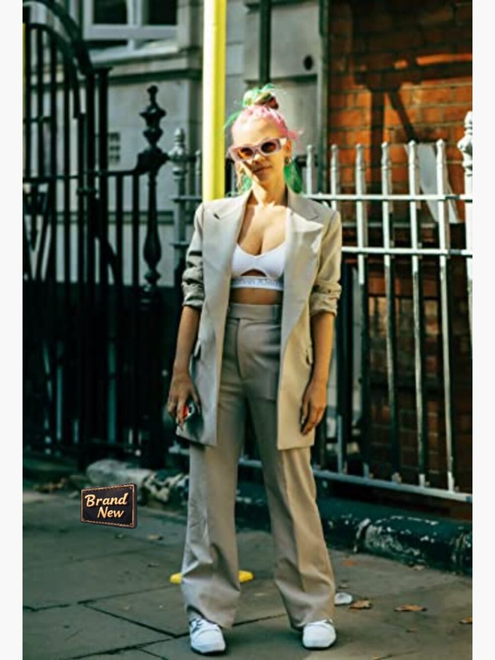 Women's Oversized Long Sleeve Lapel Blazer Suit Jacket - Picture 4 of 7